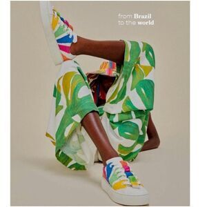 Farm Rio womens Rainbow Vegan Flatform Sneakers Shoes size 6 US (36 EU) Brazil